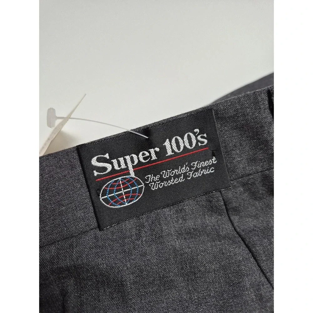 VTG Loro Piana Dress Pants Mens 32x35 Gray Wool Super 100s Pleated Unhemmed NWT